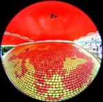 Eine Europakarte bestehend aus 20.000 Äpfeln soll die Bedeutung des Obstbaus zeigen.