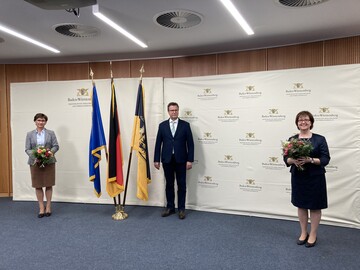  Hausspitze des Ministeriums fr Ernhrung, Lndlichen Raum und Verbraucherschutz: Minister Peter Hauk MdL, Staatssekretrin Sabine Kurtz MdL (links), Ministerialdirektorin Grit Puchan (rechts).