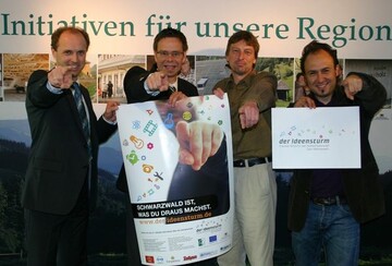 Am 1. Juni startet der Wettbewerb unter dem Schlachtruf "Der Ideensturm. - Frischer Wind fr den Sdschwarzwald!", der alle Menschen der Region aufruft, ihre guten Ideen fr den Sdschwarzwald einzureichen. 
