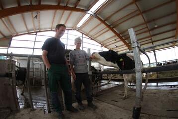 Daniel Laub (l.) untersttzt seinen Vater Josef Laub gern im Stall.