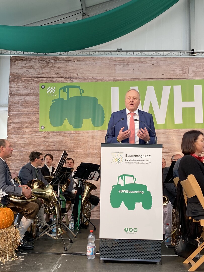 Joachim Rukwied, Prsident des Landesbauernverbandes (LBV), auf dem traditionellen Bauerntag whrend des Landwirtschaftlichen Hauptfestes.