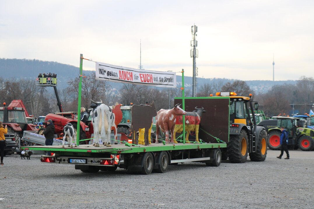Landwirte aller Produktionsrichtungen waren nach Stuttgart gekommen. Durch kreative Aktionen brachten sie ihren Unmut zum Ausdruck. 