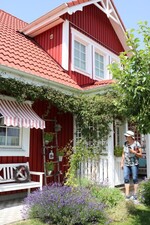 Blick auf den Eingangsbereich des Schwedenhauses.