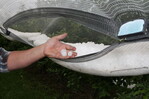 Hagelkörner des Unwetter "Felix" am 26. Mai 2009.