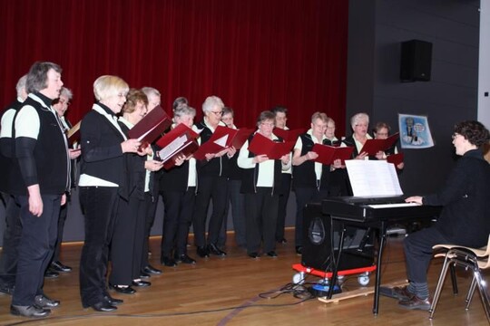 Der Kreislandfrauenchor unter Leitung von Regina Benning am Klavier erffnete den Bauerntag in der Nattheimer Gemeindehalle.