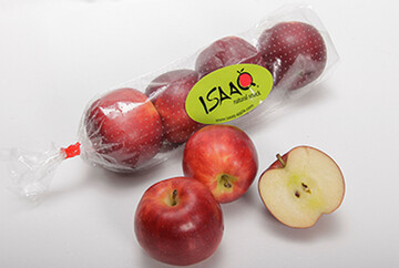 Auf der Fruit Logistica wurde die neue Clubapfelsorte Isaay in verschiedenen Verpackungen prsentiert. 