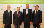 Neu als Vizepräsident gewählt: Hans-Benno Wichert, im Amt bestätigt Vizepräsident Klaus Mugele, LBV-Präsident Joachim Rukwied, Vizepräsident Gerhard Glaser (v. l.)