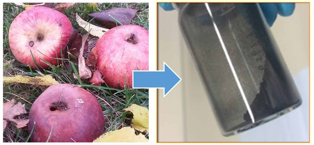 Das neue kohlenstoffbasierte Material fr Natrium-Ionen-Batterien kann aus pfeln gewonnen werden.