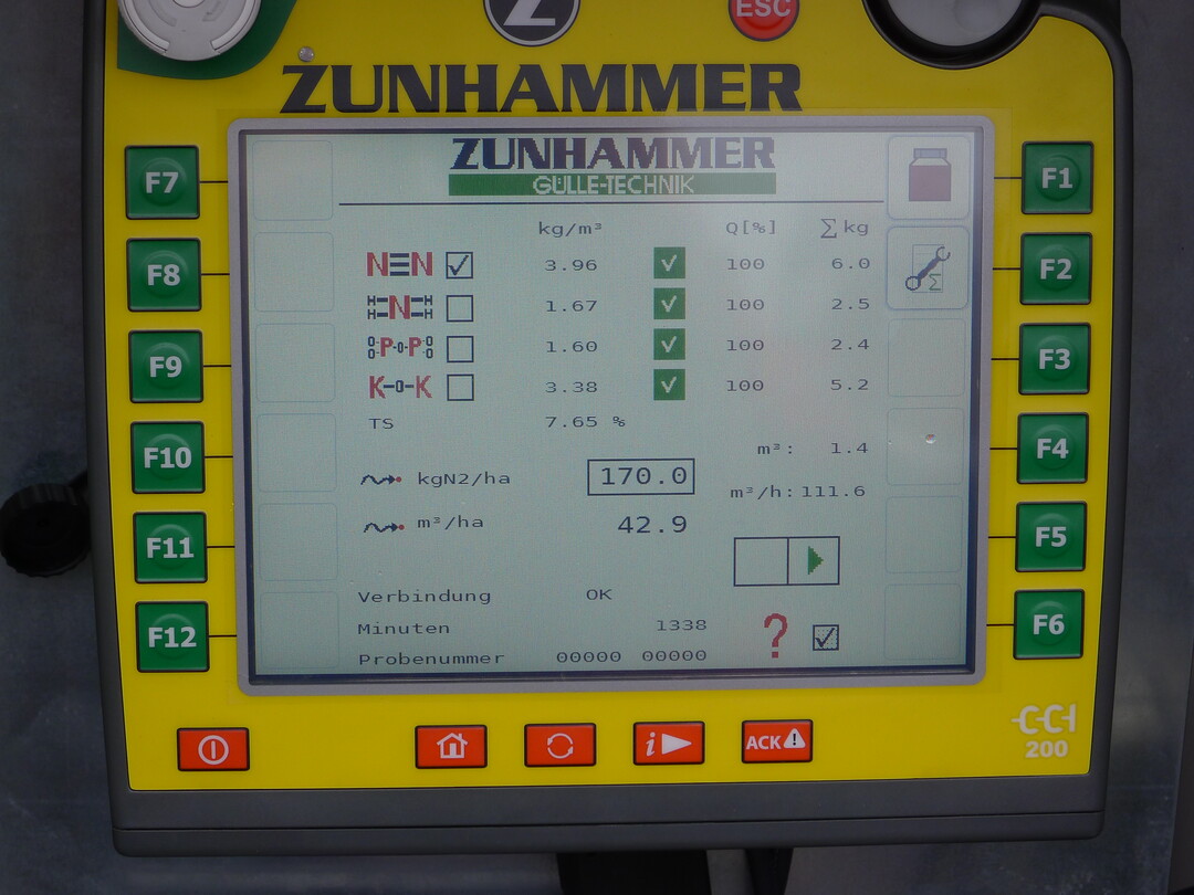 Auf dem Terminal werden alle relevanten Daten der gemessenen Glle angezeigt und abgespeichert.
