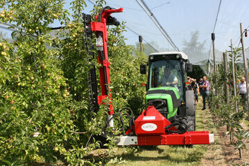 Demonstration zum maschinellen Schnitt: Die Firma Fruit Tec zeigte einen Protyp im praktischen Einsatz. 