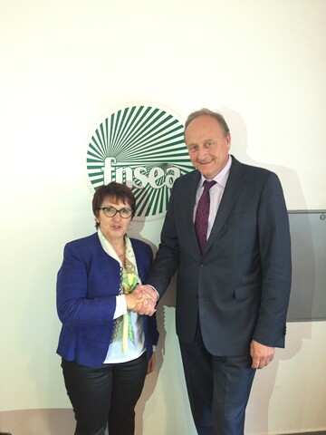 FNSEA-Prsidentin Lambert und DBV-Prsident Rukwied setzen sich gemeinsam fr einen stabilen Haushaltsrahmen fr die GAP ein.