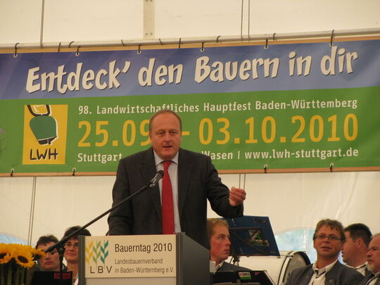 LBV-Prsident Joachim Ruikwied bei seiner Rede auf dem Bauerntag beim Landwirtschaftlichen Hauptfest am 30. September 2010