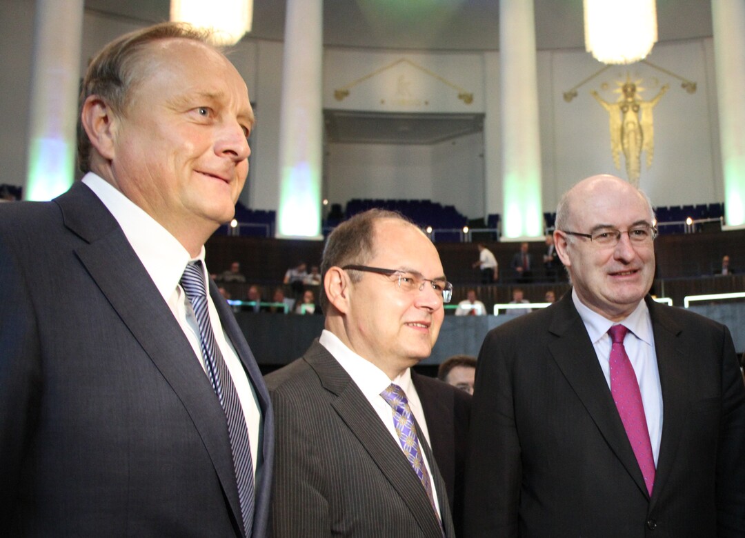 Deutscher Bauerntag in Hannover mit (v.l.): DBV-Prsident Joachim Rukwied, Bundeslandwirtschaftsminister Christian Schmidt und EU-Agrarkommissar Phil Hogan.