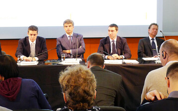 Same Deutz-Fahr will weiter wachsen. Wie dies gelingen soll, erluterte das Management vor der Presse in Hannover (v.l): Francesco Carroza, Ludovico Bussolati, Aldo Carroza und Rainer Morgenstern.