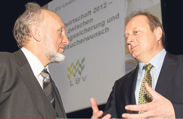 Prsident Rukwied (r.) im Gesprch mit Professer Sinn.