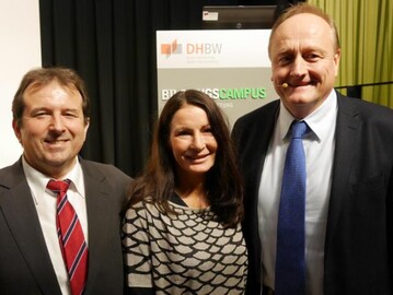 Stellt sich dem Students Executive Talk am 6. Februar 2017 an der Dualen Hochschule in Heilbronn  Prsident Joachim Rukwied (r.), Rektorin Prof. Dr. Nicole Graf, Prorektor Prof. Dr. Otto Weidmann. 