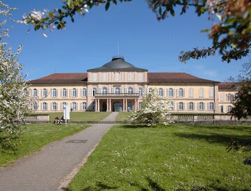 Blick vom Botanischen Garten auf das Schloss im Frhling.