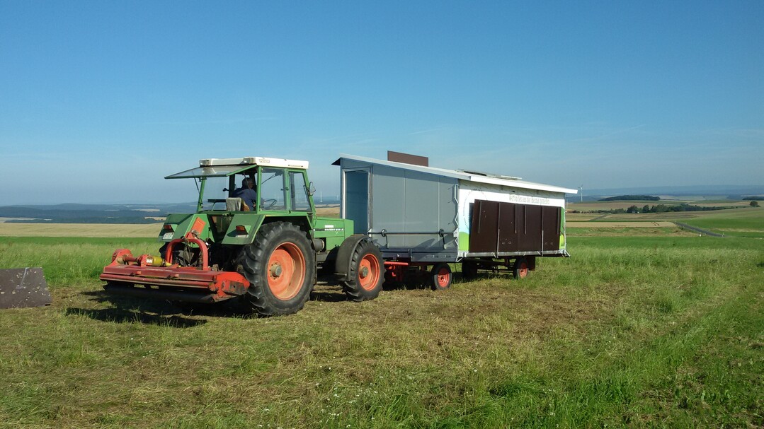 Nicht nur zur Konstruktion, sondern auch zu den Arbeitsabl�ufen sollte man sich im Vorfeld Gedanken machen. Bei diesem Stall lassen sich die Siebdruckplatten als zus�tzlicher Witterungsschutz von einer Person an �und abklappen so wie arretieren.