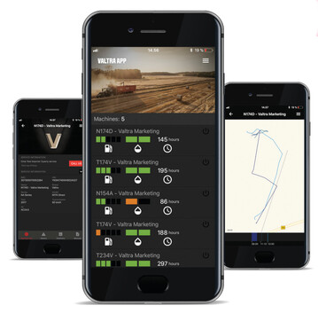 Die Bedienoberfläche von Valtra Connect auf dem Smartphone.